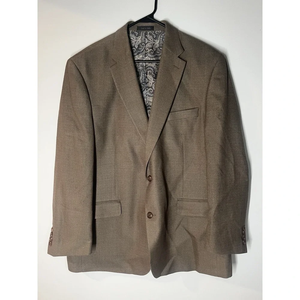 Ralph Lauren LRL Tan Beige  Paisley Lined Blazer Sport Coat Jacket Mens 48R